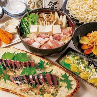 【お気軽宴会♪】かつおの藁焼きと鶏のすき鍋　秋彩コース 3,990円