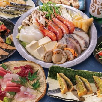 ◇えん屋絢爛　海鮮寄せ鍋コース◇6,490円＜飲放題付＞※クーポンご利用で5990円