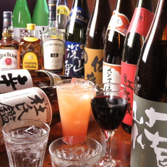 焼酎の種類豊富。.麦・芋・しそ・黒糖・ロック・水割り・お湯割