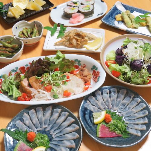 [Private room guaranteed] Reasonably priced [Spring course] Today's fresh fish, seasonal tempura, and more (9 dishes in total) with 2.5 hours of all-you-can-drink for 5,000 yen (tax included)