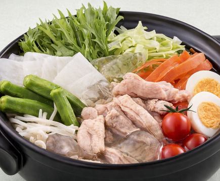 【春季限定！】冷やし地鶏鍋と春野菜の天麩羅「櫻花コース」3時間飲み放題付き 全9品 4000円