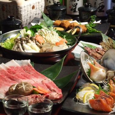 [6] 10 luxury dishes including marbled Sendai beef sukiyaki + 2 hours of all-you-can-drink 6,000 yen