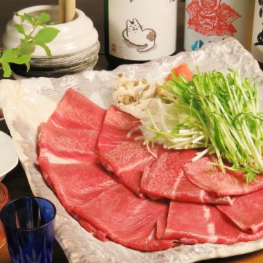 【8】牛タンしゃぶしゃぶ◆牛タン焼き＆お刺身盛合せ、贅沢料理10品+2時間飲放付　6000円