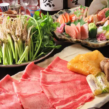 [3] A fulfilling course including "Sendai Seri and Beef Tongue Shabu-Shabu" - 9 dishes + 120 minutes of all-you-can-drink.