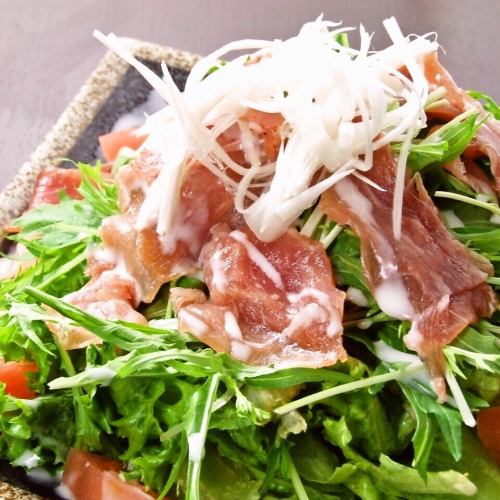 French salad with prosciutto and grain mustard