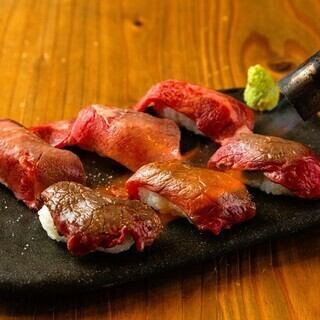 【2時間飲み放題付】～名物★極上肉づくしコース～国産牛炙りユッケや肉寿司など