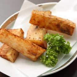 Deep fried squid tentacles / steaming deep fried yam