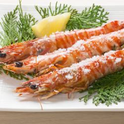 Salt-grilled red shrimp
