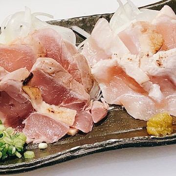 Assortment of two kinds of chicken tataki