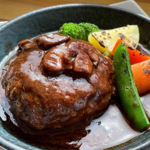 Stone-baked hamburger steak with special demi-glace sauce