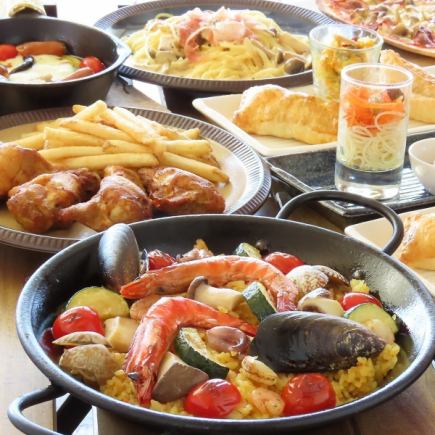 [90 minutes of all-you-can-drink included] Paella and pizza are the highlights★A banquet course that can be enjoyed by a large number of people!★