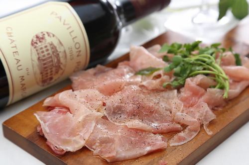 Carefully selected prosciutto ham slice