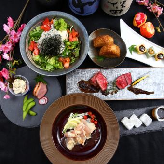 ◇If you choose cost performance!◇Includes 2 types of fresh fish and meat sushi♪ Sake appetizer course <180 minutes all-you-can-drink> 8 dishes 4480 yen ⇒ 3480 yen