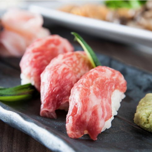 We also offer meat sushi made with fresh, tasty meat.