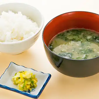 ご飯セット (汁物・漬物付き)／生海苔味噌汁