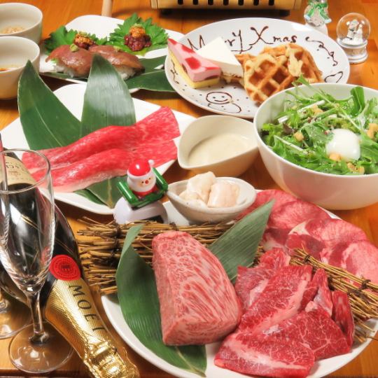 每天7组！保证VIP私人包间♪【圣诞特别课程：仅限12月24日、25日】在这个神圣的夜晚，Ichi。压制肉 ★ 8,000日元