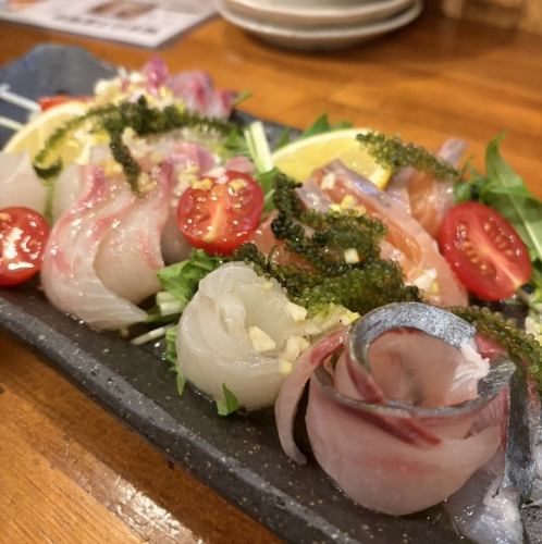 【海人のカルパッチョ】沖縄食材と瀬戸内の鮮魚で召し上がれー