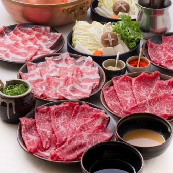 【高级牛肉/高级猪肉涮锅自助餐】+【2小时自助饮料】5,980日元（含税）