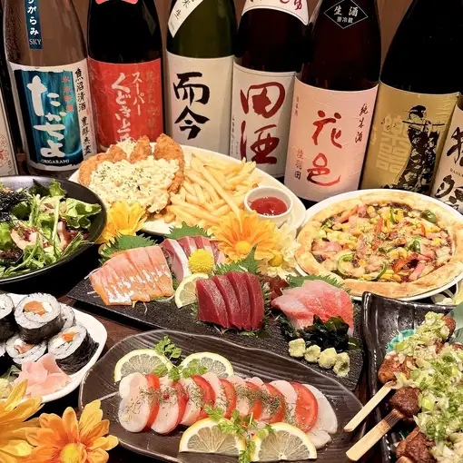 【2026年7月8月限定】生ビールOK３時間飲み放題付き5,000円コース　全8品