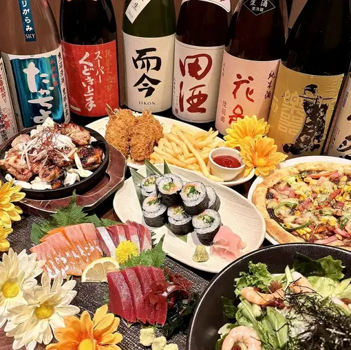 【2026年7月8月限定】生ビールOK３時間飲み放題付き4,000円コース　全7品