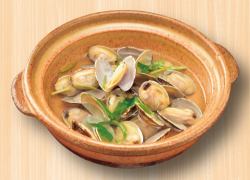 あさりの酒蒸し/かれい唐揚げ