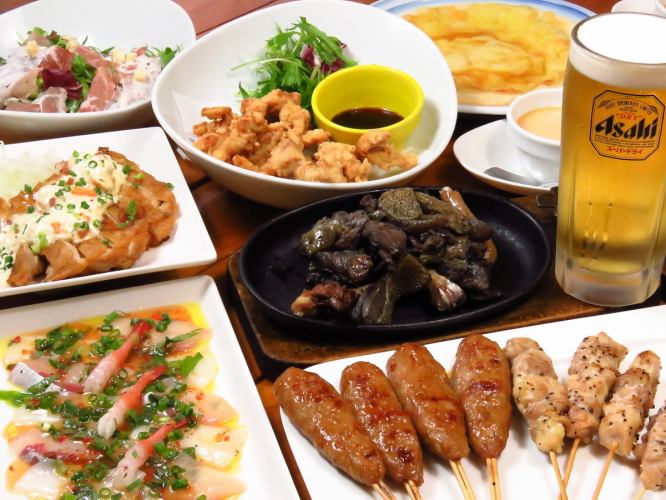 [Bincho charcoal-grilled local chicken, 4 types of yakitori♪]…120-minute all-you-can-drink Omakase course of 9 dishes 4,950 yen