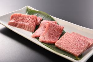 Assortment of three types of Wagyu beef