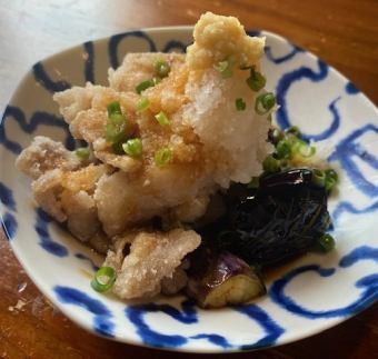 Eggplant and pork belly with grated ponzu sauce