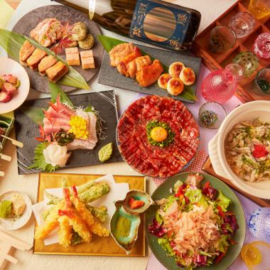 【生付き2時間飲み放題】贅沢いくらの炊きご飯や和牛ユッケ等!!『伊勢コース』6000円〈全9品〉