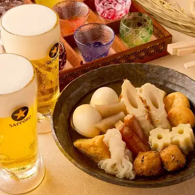 【ランチ限定】おでん食べ放題や天ぷら等+1ドリンク付「ランチ限定コース」2500円〈全5品〉