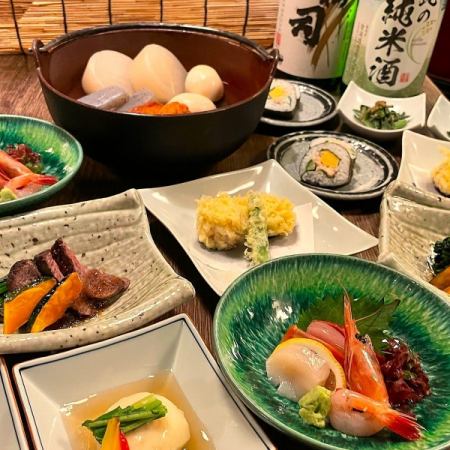 本鮪付きのお刺身盛り合わせや鱈の親子の天ぷらなど 【料理全7品90分飲み放題付5000円】