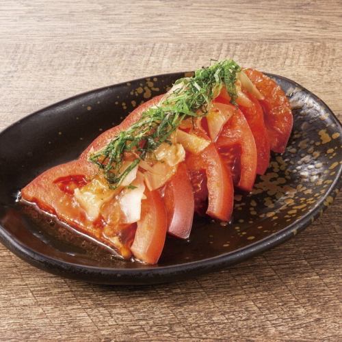 Garlic Tomato Slices ~Homemade Organic Ginger Dressing~