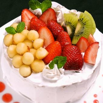 “生日、纪念日等的场合★” 120分钟无限畅饮&附带一整块蛋糕（共7道菜）【庆祝套餐】4,600日元