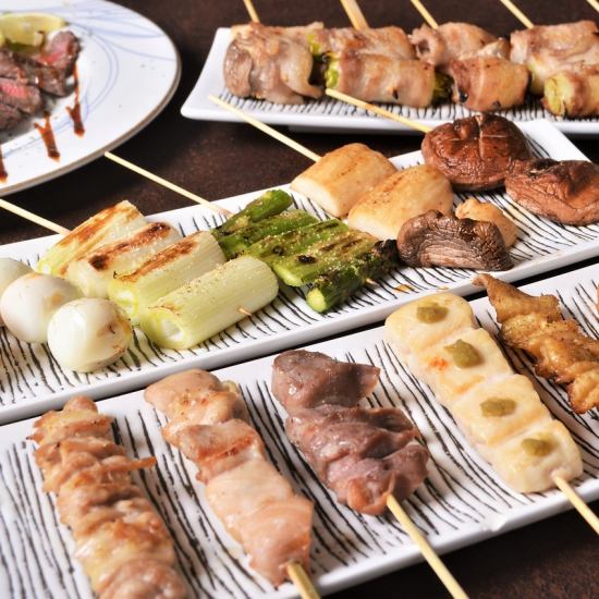 A superb yakitori skewer that is carefully skewered one by one and carefully cooked!