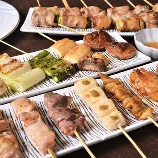 Carefully selected yakitori that is carefully skewered and grilled one by one