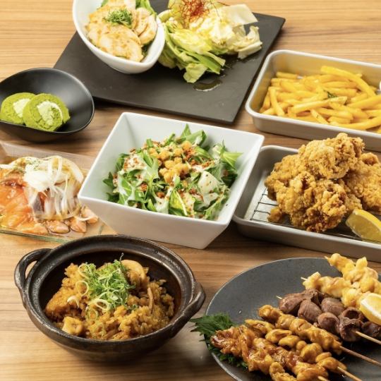 【格別】手打ちの焼き鳥×迫力満点ユッケ肉こぼれ寿司◆120分飲み放題付●宴会堪能コース4499→