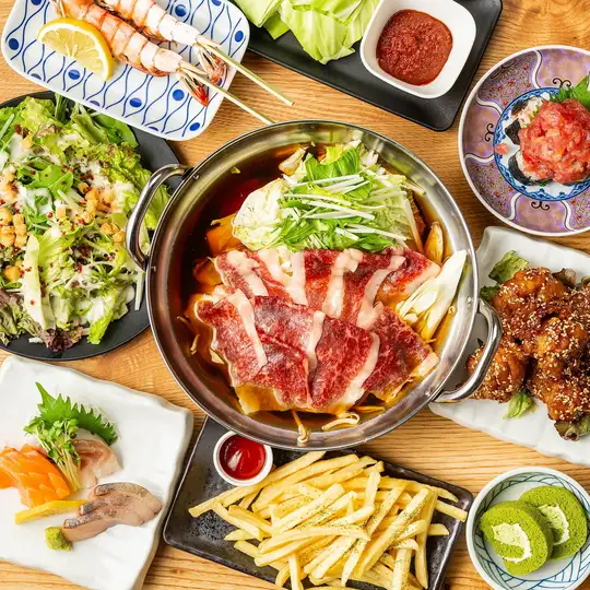 【肉と魚-極宴】海鮮×牛鍋×肉料理を満喫できる贅沢プラン♪●2h飲み放付◆松コ-ス4980円⇒