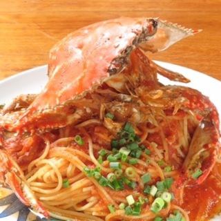 渡り蟹のトマトソースパスタ