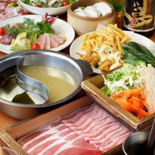 [Satisfying Course] 6 dishes in total including 2 types of appetizers, Xiaolongbao, and Roppaku Kurobuta pork shabu-shabu! 2 hours of all-you-can-drink draft beer included♪