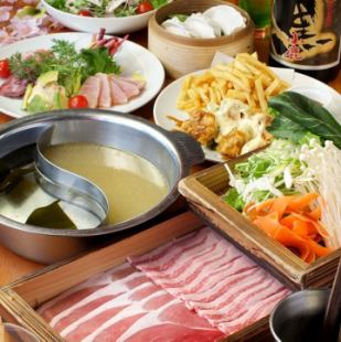 [Satisfying Course] 6 dishes in total including 2 types of appetizers, Xiaolongbao, and Roppaku Kurobuta pork shabu-shabu! 2 hours of all-you-can-drink draft beer included♪