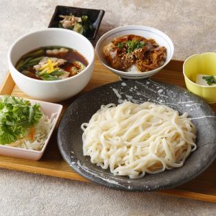 Kurobuta Tsukesoba with Kujo Negi and Yuzu Flavor or Udon & Mini Bowl of your choice