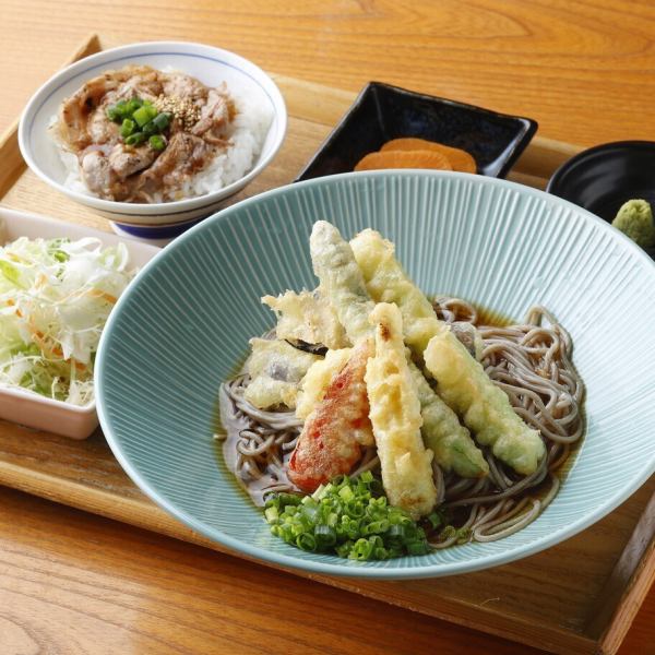 【麺もの】季節野菜の天ぷらそば または うどん & 選べるミニ丼