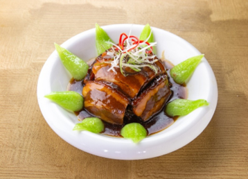 Steamed pork belly with pickled plums