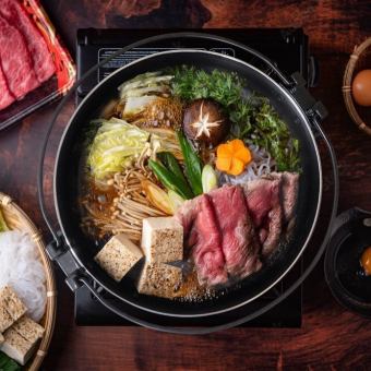 [Luxurious limited-time hot pot course] Black Wagyu beef sukiyaki hot pot, 5 kinds of sashimi, and more! 9 dishes in total, 3 hours all-you-can-drink included, 6,600 yen