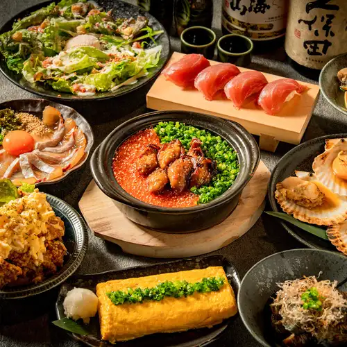 【ご宴会に!】自慢の寿司に炉端、土鍋ご飯が楽しめる飲み放題付きコース4000円~!