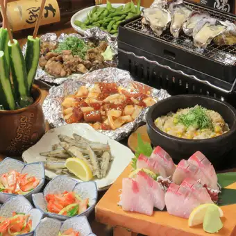 각종 연회에 ◎ 鰤王刺しや焼き牡蠣 등 전 10 품과 2 시간 음방 포함! [부담 연회 코스] 5500 엔 (세금 포함)