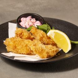 Fried conger eel with pickled eggplant and tartar sauce