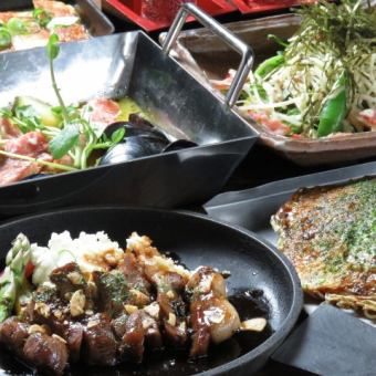 【主菜】沙朗牛排【肉類鐵盤】和牛角【海鮮鐵盤】海膽菠菜2小時無限暢飲9道菜合計6,600日元