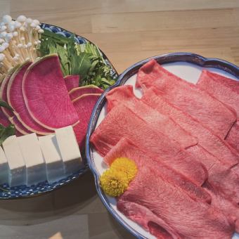 牛舌涮鍋配鰹魚湯。[4月、5月、6月限定] 課程優惠6,000日元，優惠1,000日元