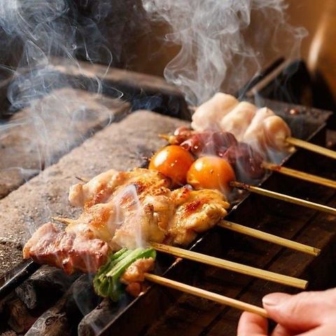 Charcoal-grilled yakitori of carefully selected local chicken